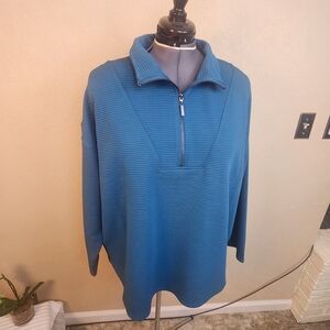 Kinesis Teal Ribbed Half-Zip Pullover Top 3X NWT (6315)